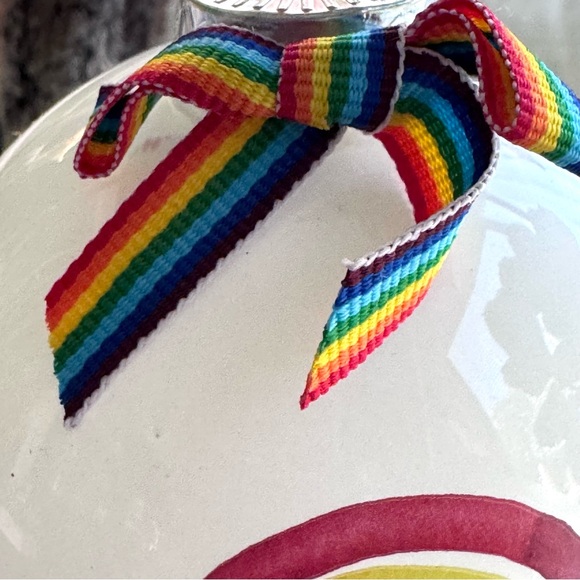 NEW! White Glass Pride Rainbow Christmas Ornament - Picture 4 of 7